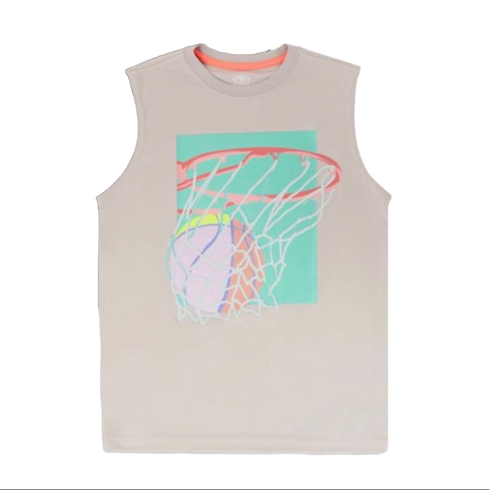 Athletic Works Graphic Top Boys XL 14/16  Boys Gray Sleeveless  Shirt basketball
